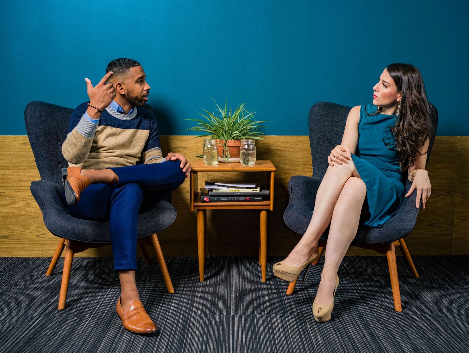 Two people having an honest, calm conversation about feelings